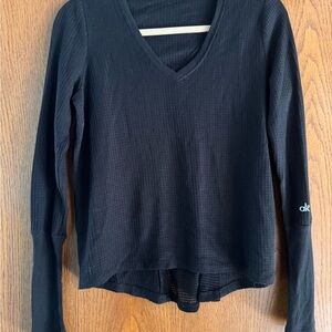 ALO Yoga Black Textured Long Sleeve Tee